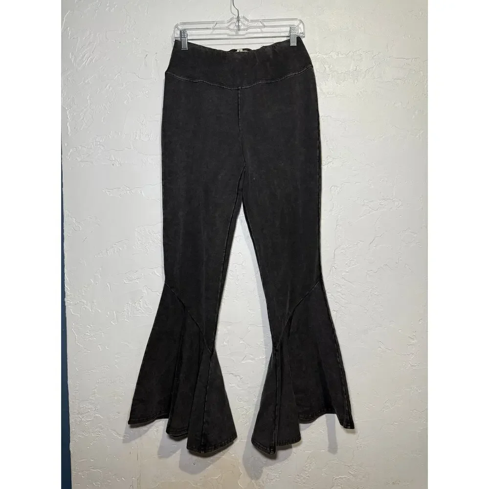 Earthbound flower child flare ruffle hem pull on pants womens large bohemian
